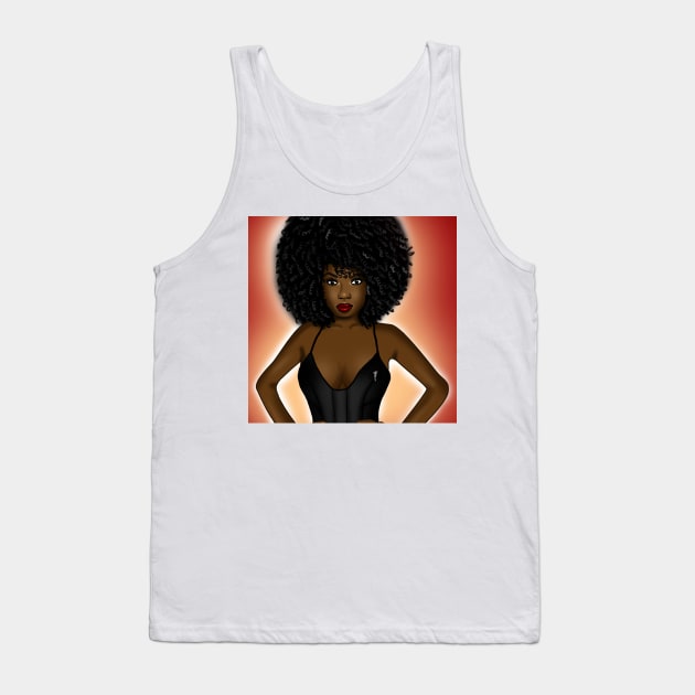 black girl magic digital art with big afro hair Tank Top by Spinkly Creations 